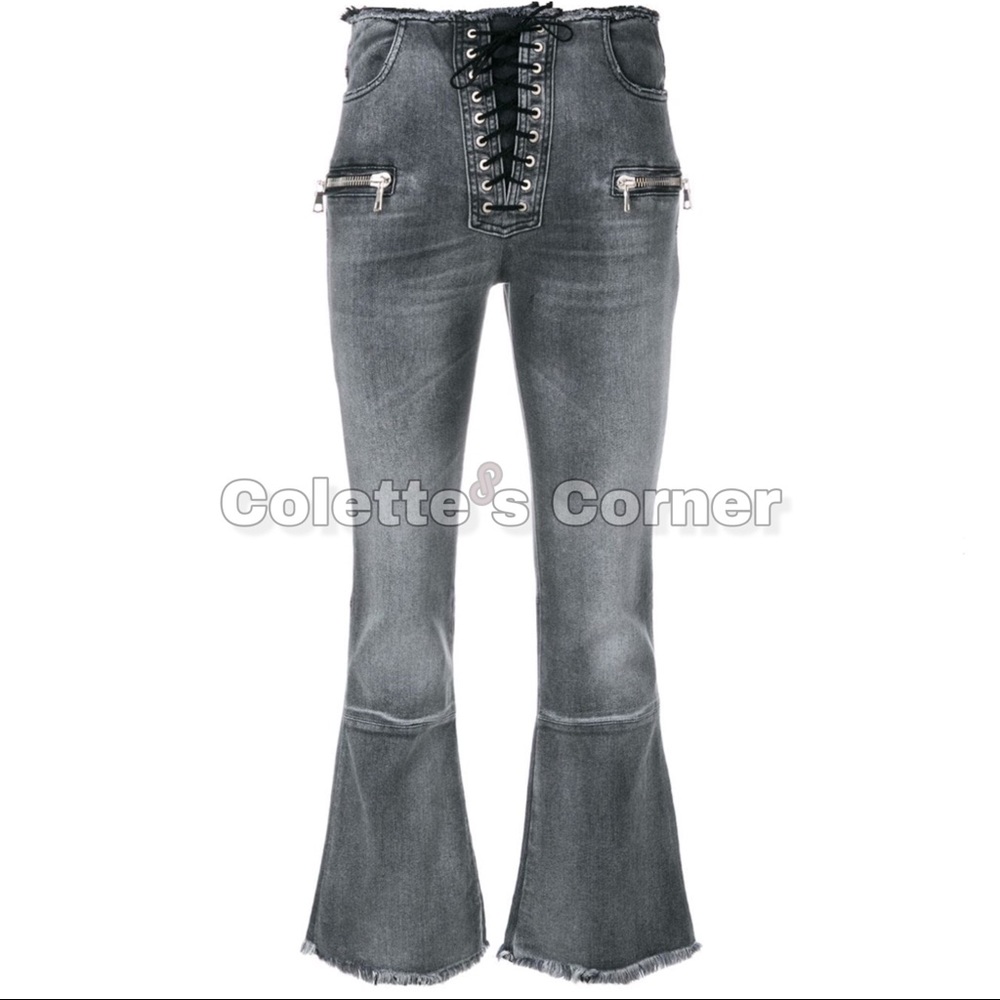 BEN TAVERNITI UNRAVEL PROJECT Crop Lace-Up Jeans